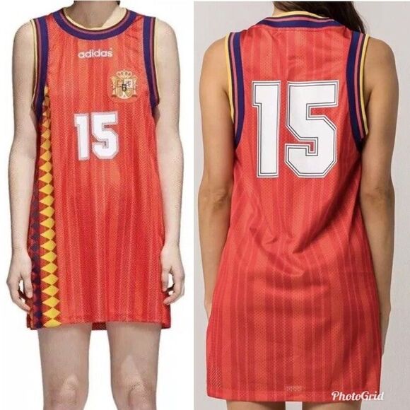 Adidas Originals Red Spain 15 Mesh Jersey Dress - Picture 3 of 10